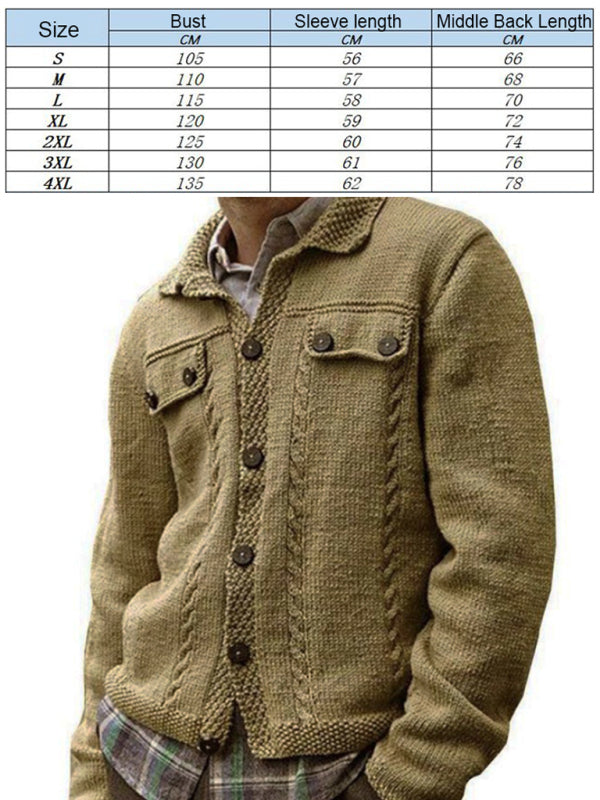 Men'S Slim Fit Single-Breasted Knit Shirt With Lapel