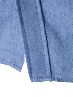 Men's Casual Shirt Pocket Patch Leather Long Sleeve Shirt Denim Shirt