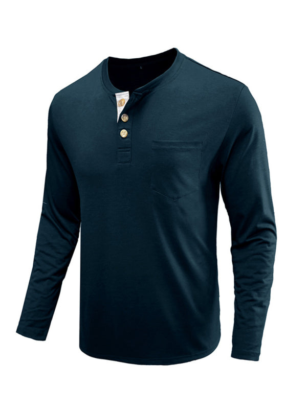 Men's long-sleeved t-shirt foreign trade t-shirt solid color  bottoming shirt