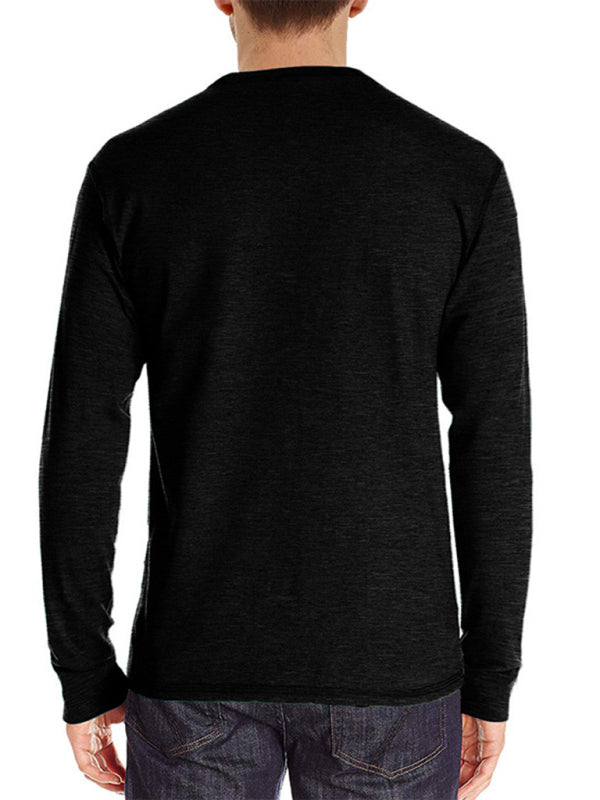 Men's long-sleeved t-shirt foreign trade t-shirt solid color  bottoming shirt