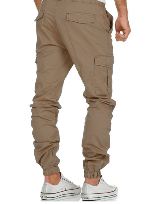 Men's Solid Color Drawstring Waist Cargo Pants