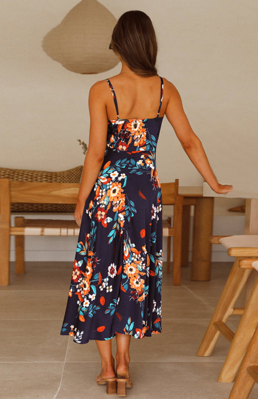 Women's Sexy Floral Sling Dress New Printed Long Dress