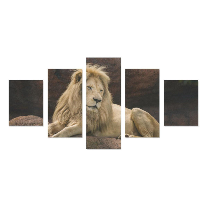 Lion On Mountain Canvas Wall Art Z (5 Pieces) - Annizon Home Essentials