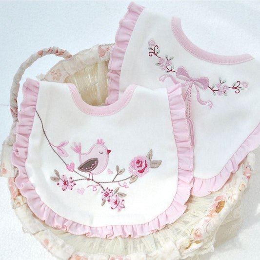 Cute Cotton Pink Embroidered Saliva Towel