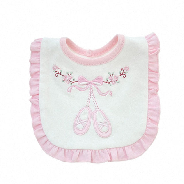 Cute Cotton Pink Embroidered Saliva Towel