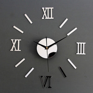 3D Mirror Roman Numbers Wall Clock