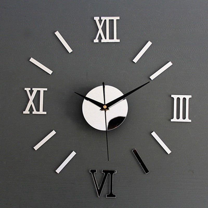3D Mirror Roman Numbers Wall Clock - Annizon Home Essentials