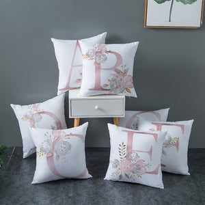 Pink Letter Print Throw Pillow Covers 18x18 — Nordic Style Cushion Covers for Sofa and Bedroom