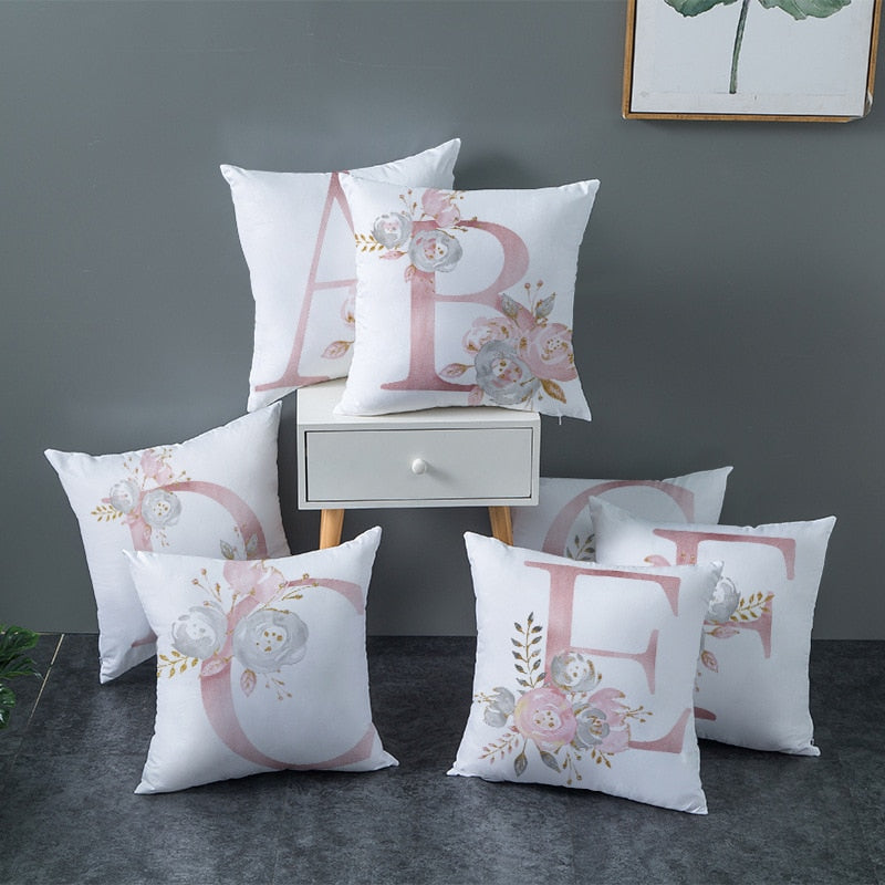 Pink English Letters Pillow Covers