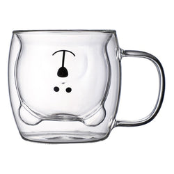 Double Glass  Bear Coffee Mug
