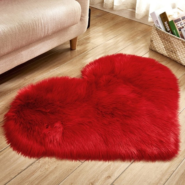 Heart Shape Faux Fur Rug