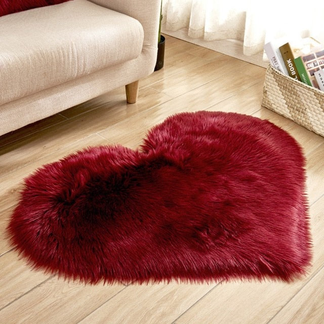Heart Shape Faux Fur Rug