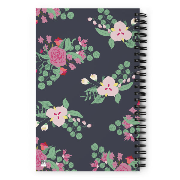Dark Navy Flowers Spiral notebook