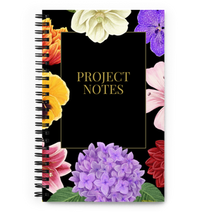 Black Gold Flower Spiral notebook