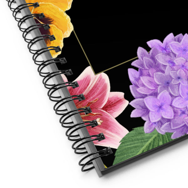 Black Gold Flower Spiral notebook